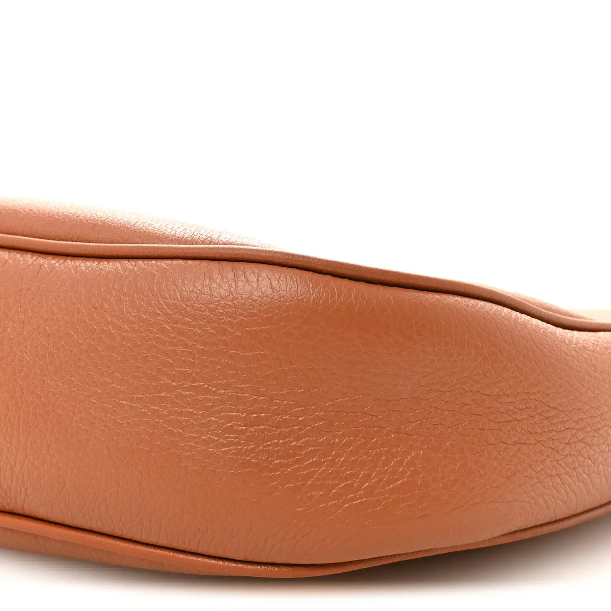Tan calfskin shoulder bag, smooth leather texture close-up