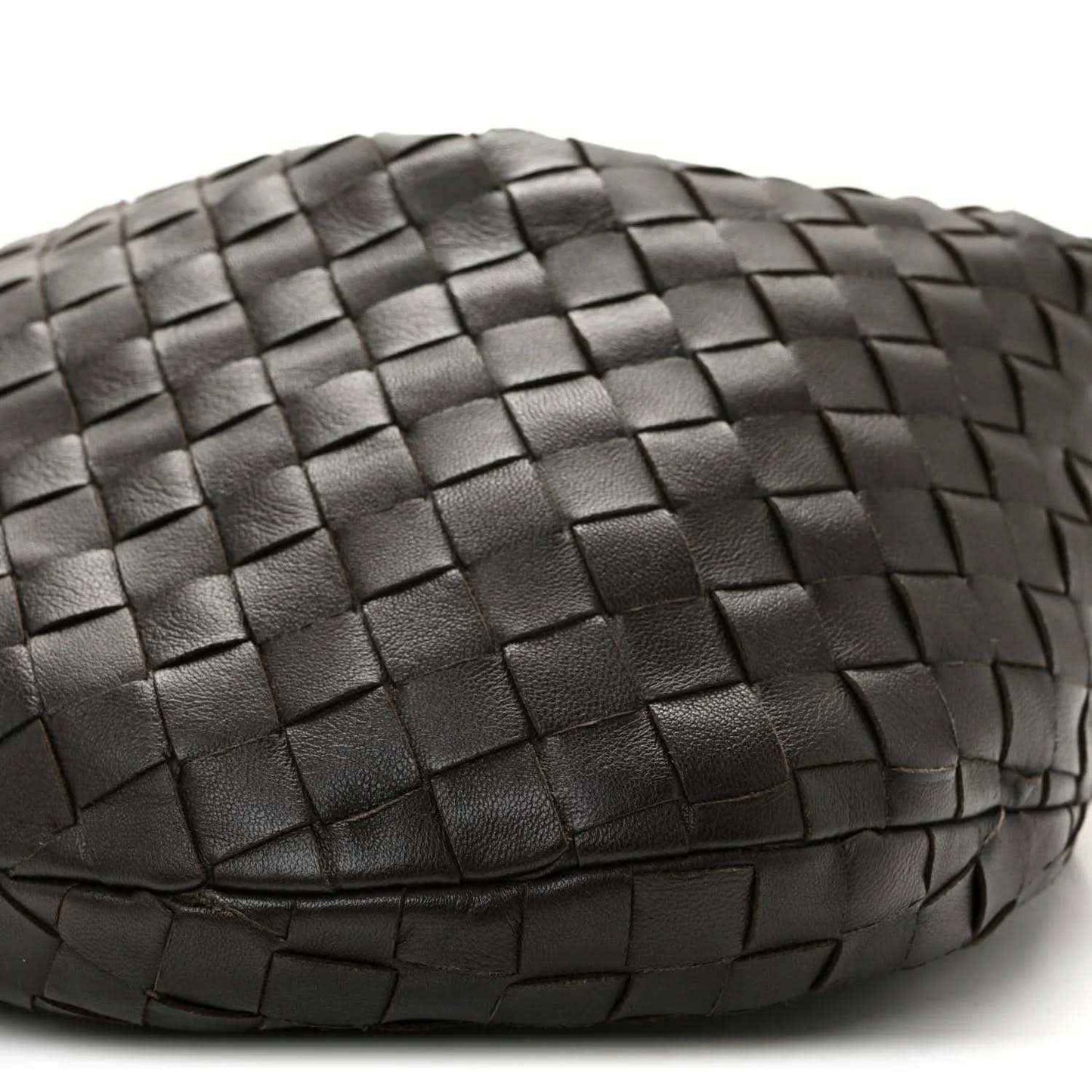 Teen Jodie hobo bag woven nappa leather, dark gray, texture detail close-up
