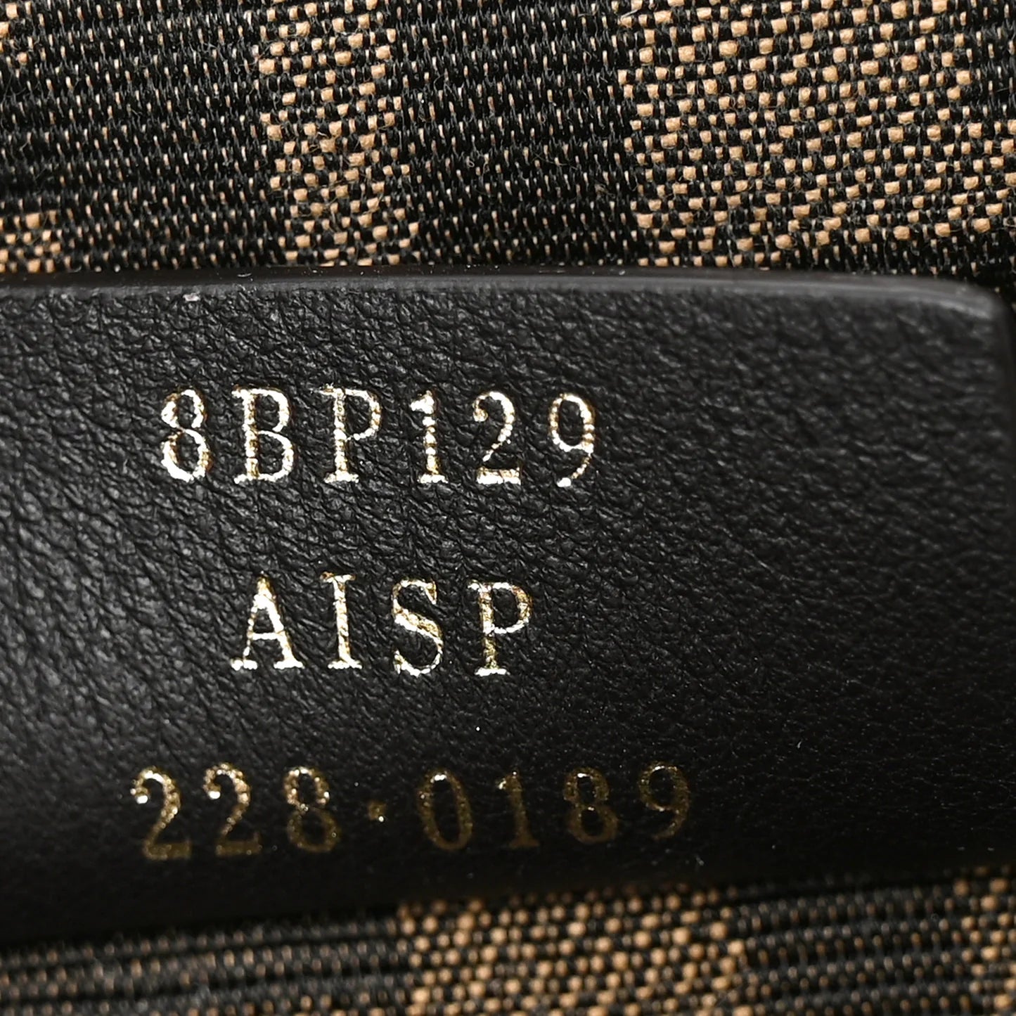 Black leather stamping with 8B P129 AISP 228 0189