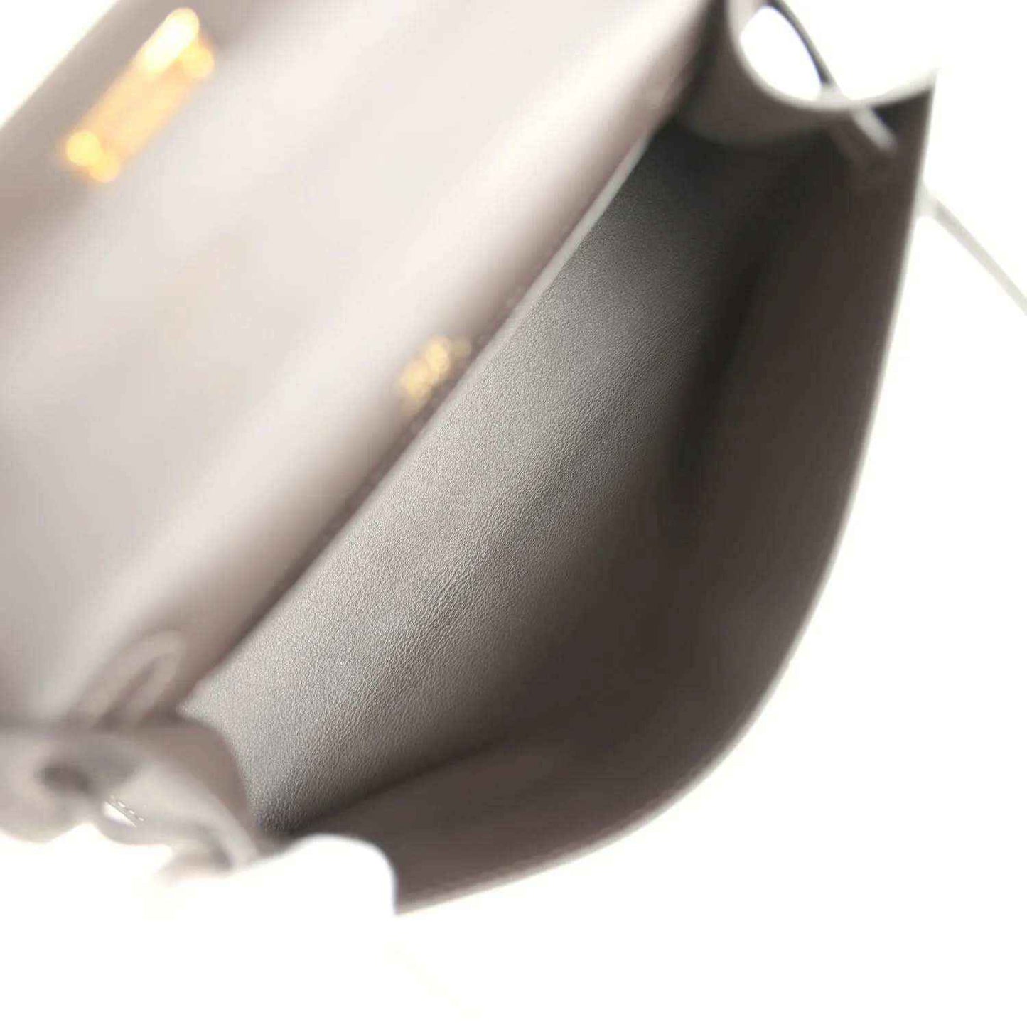 Dark brown leather interior lining with embossed edge details