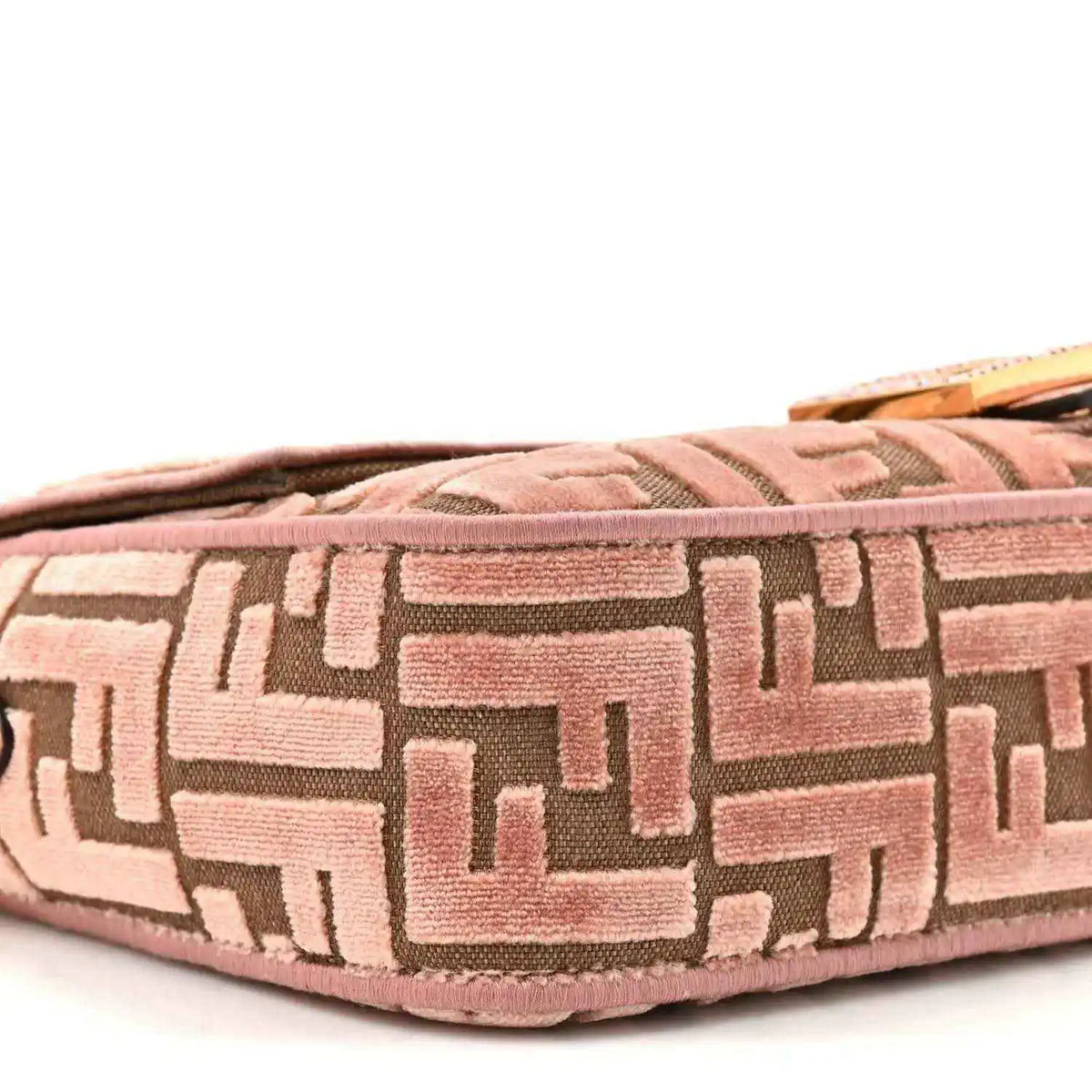 Pink velvet jacquard shoulder bag with FF monogram pattern