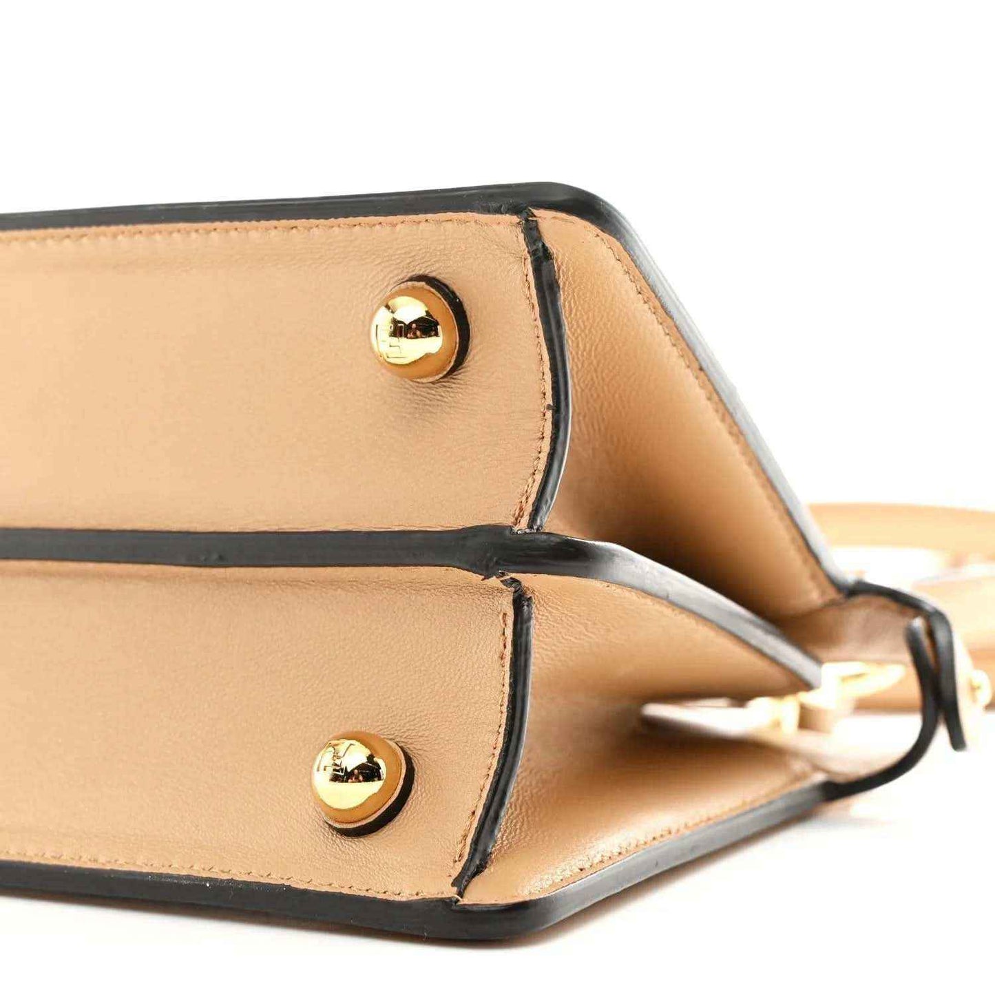 Shiny nappa leather petite satchel with gold clasp, tan-brown, top handle