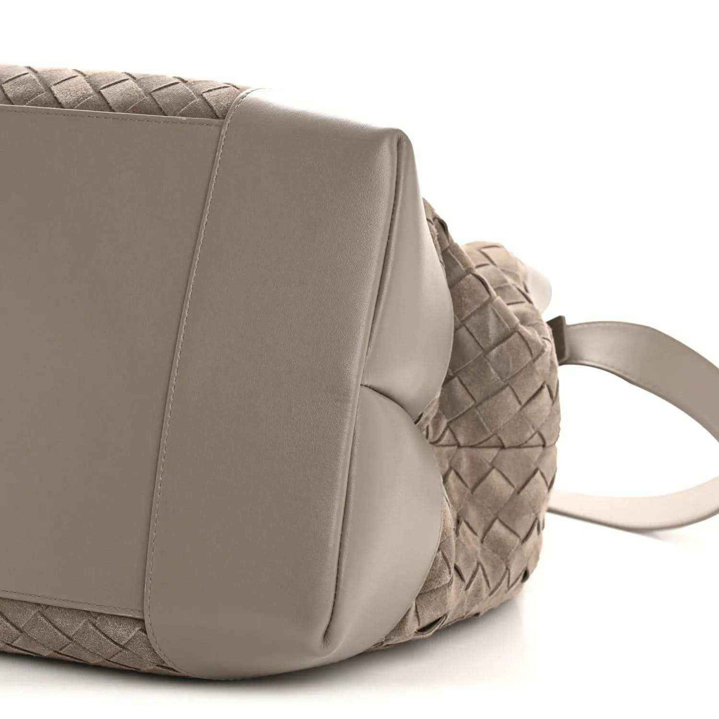 Bottega Veneta suede intrecciato tote bag, limestone, braided side panel and strap
