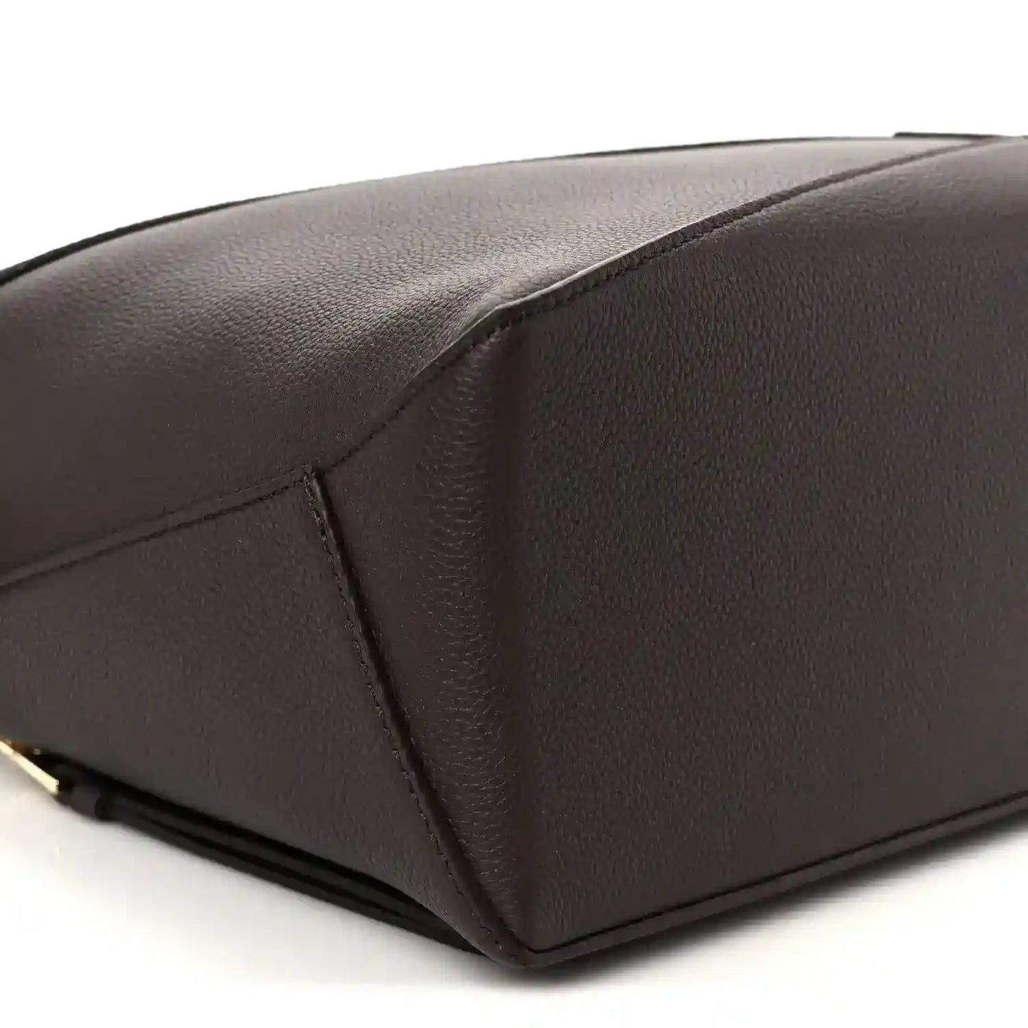 Small Puzzle Edge bag in dark chestnut grained leather, sculpted corner seam