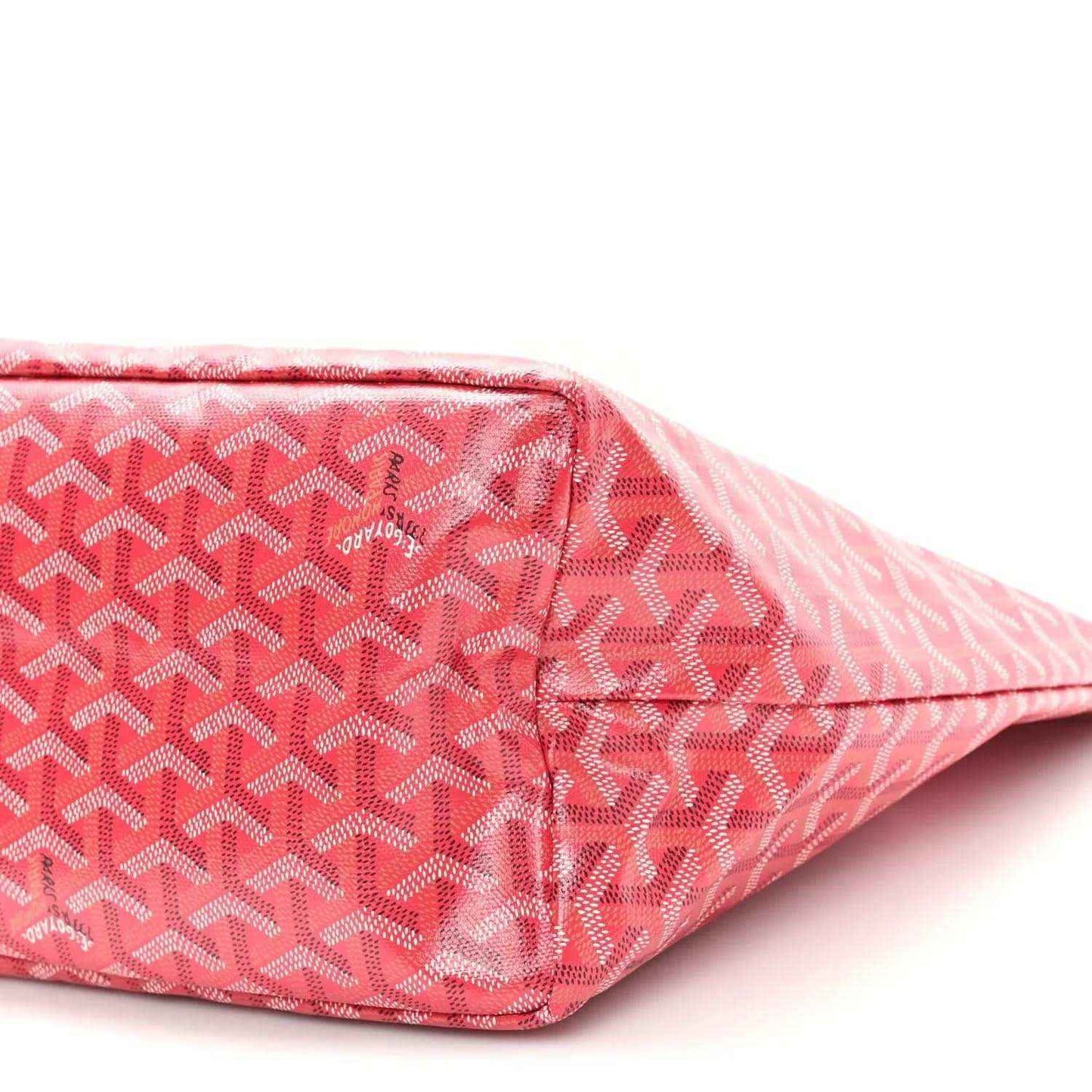 Goyardine PM tote bag, fuchsia pink geometric canvas with stitched panel