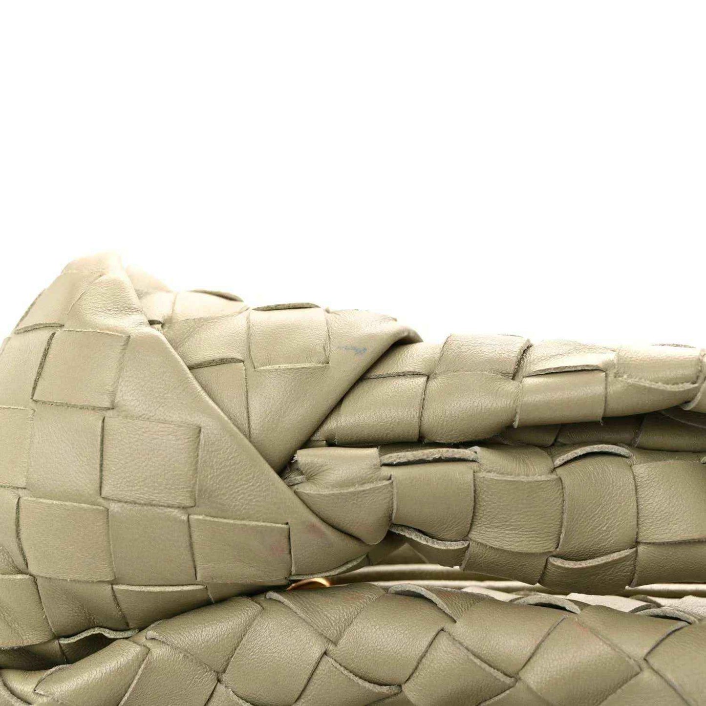 Small woven lambskin leather bag with top woven panels and wrapped strap