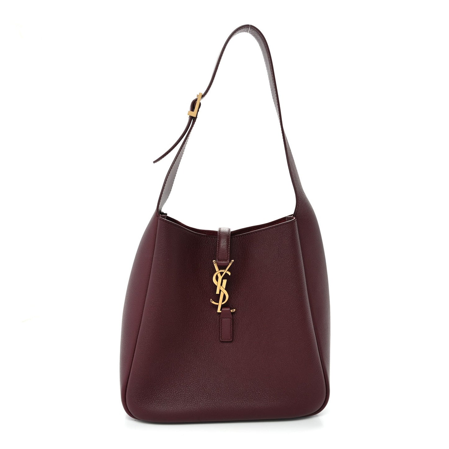 Saint Laurent Le 5 A 7 small hobo bag, smooth burgundy calfskin, YSL charm