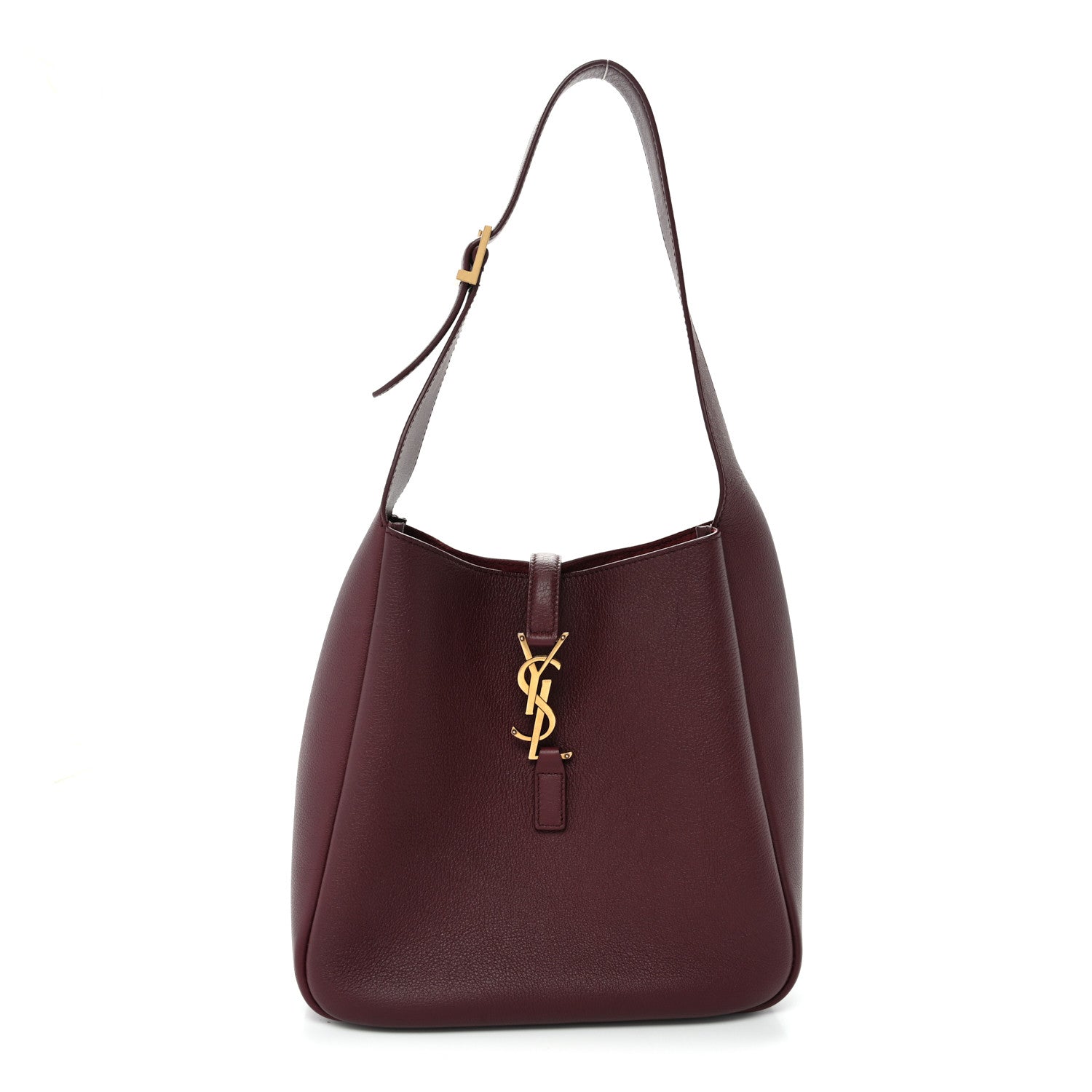 Saint Laurent Le 5 A 7 small hobo bag, smooth burgundy calfskin, YSL charm