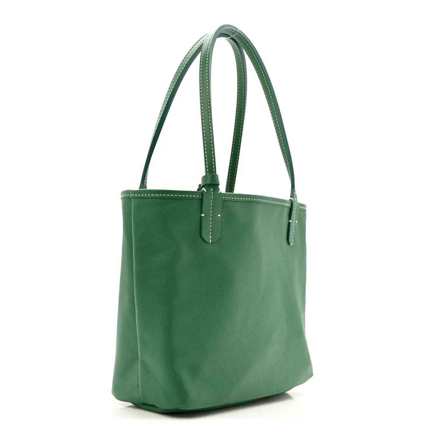 Reversible mini tote bag in green with two top handles