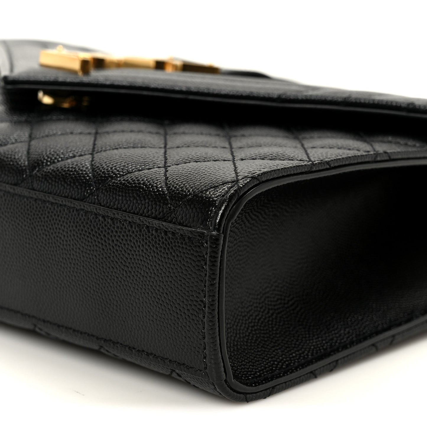 Saint Laurent textured quilted satchel, black corner with trim and stitching