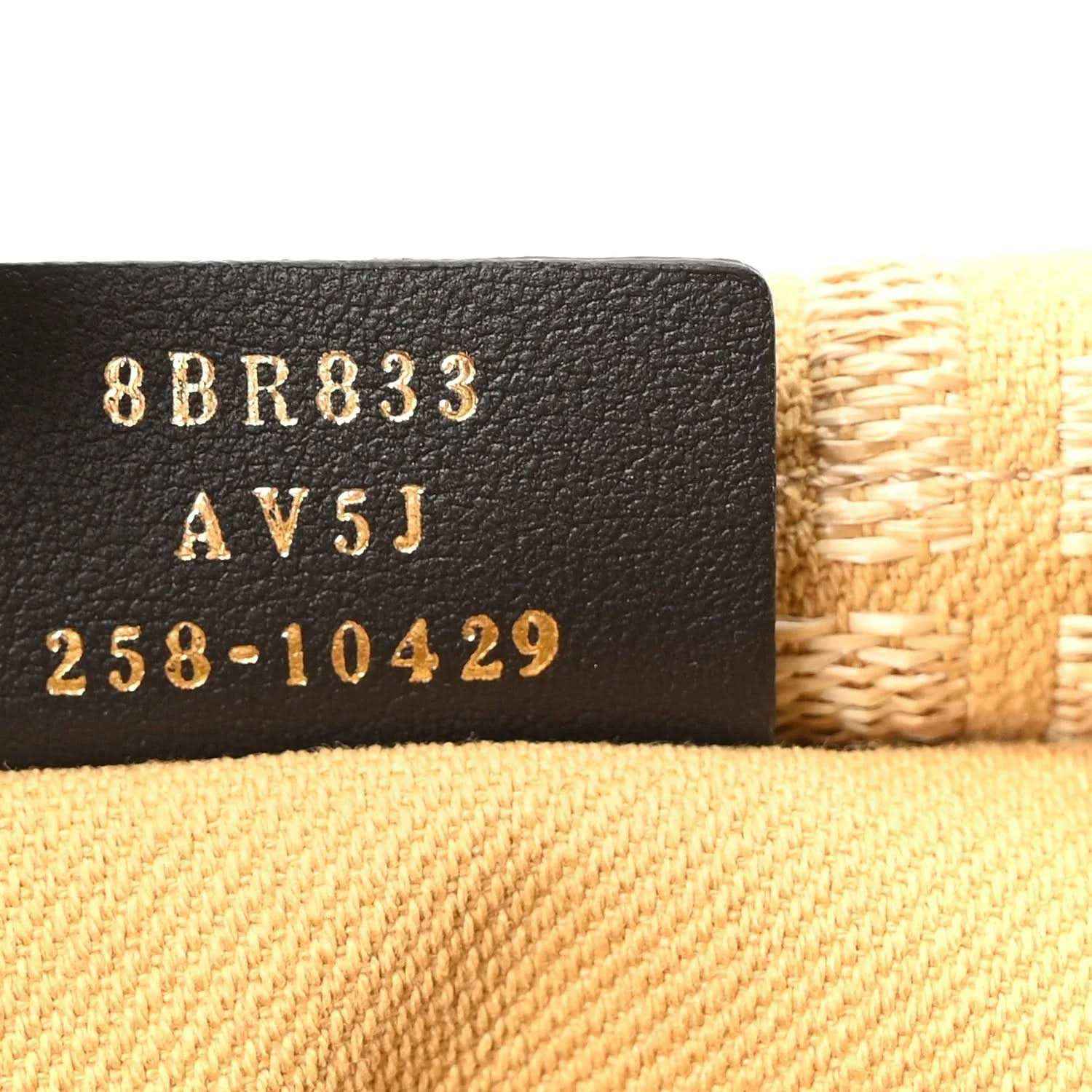 Fendi jacquard raffia fringe bag, dark leather stamp with code and serial numbers