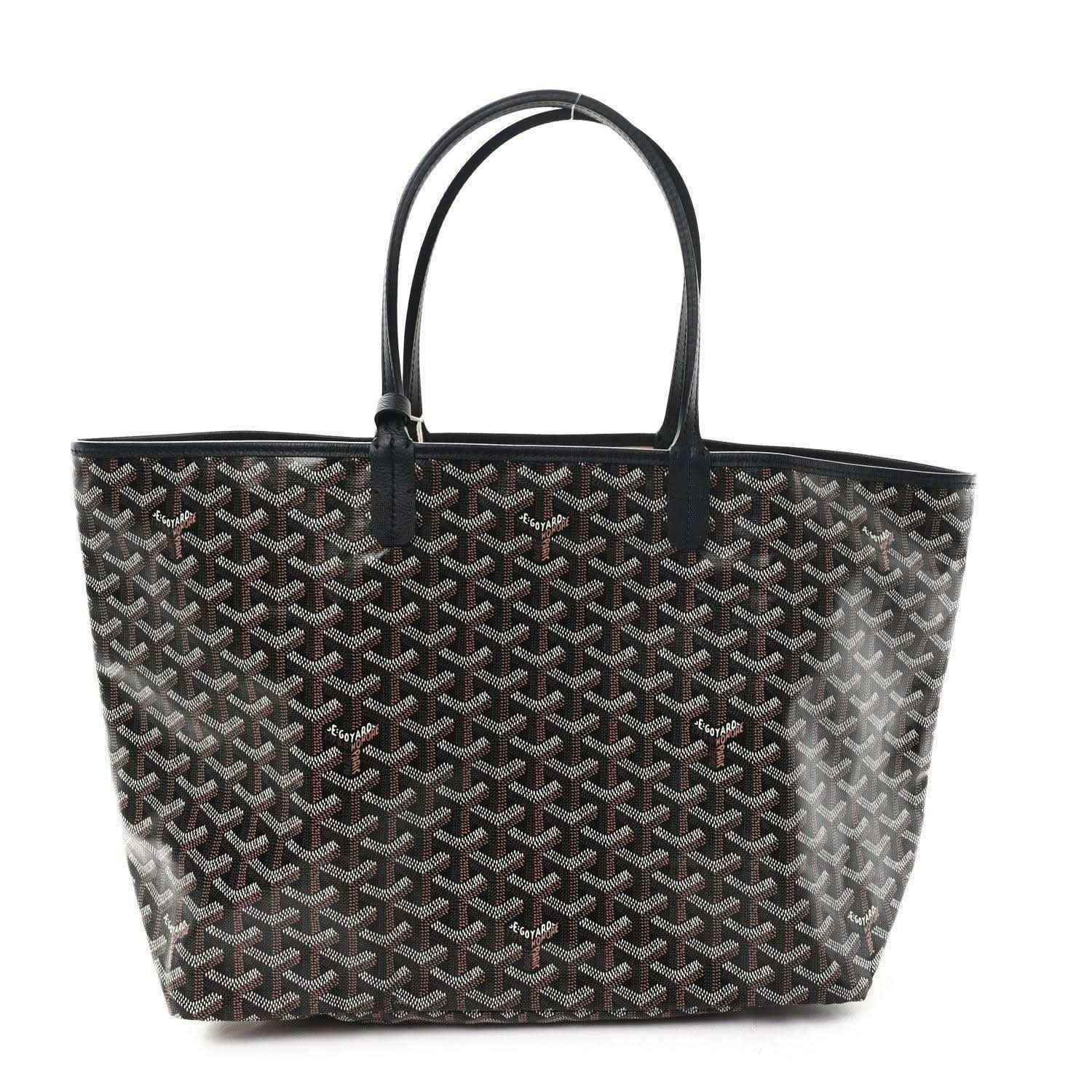 Goyardine Saint Louis PM tote in classic black with Goyard monogram pattern and handles