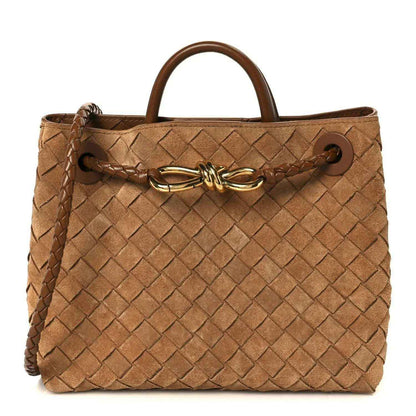 Amber suede intrecciato shoulder bag with gold clasp and braided handles