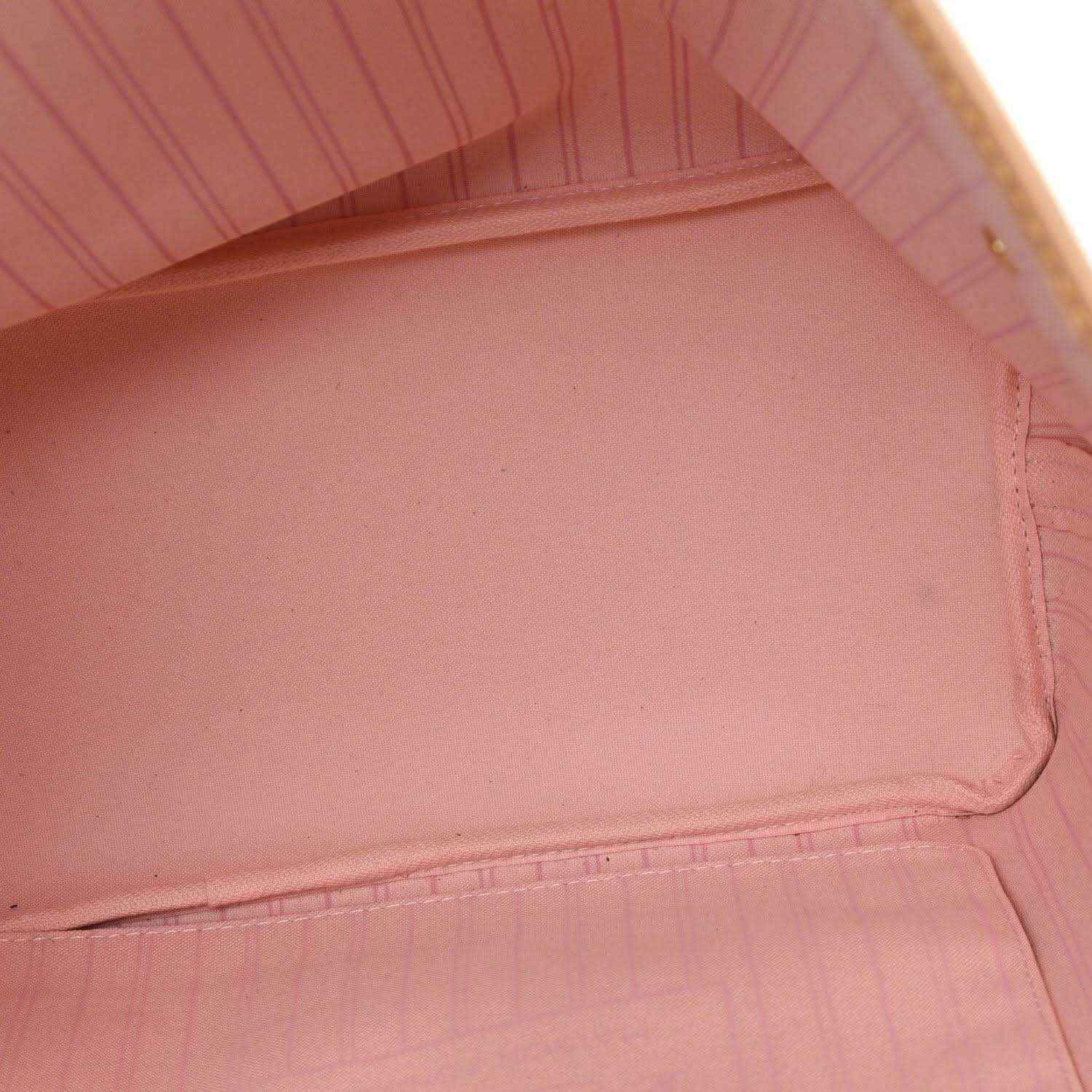 Louis Vuitton tote bag interior with light pink fabric lining