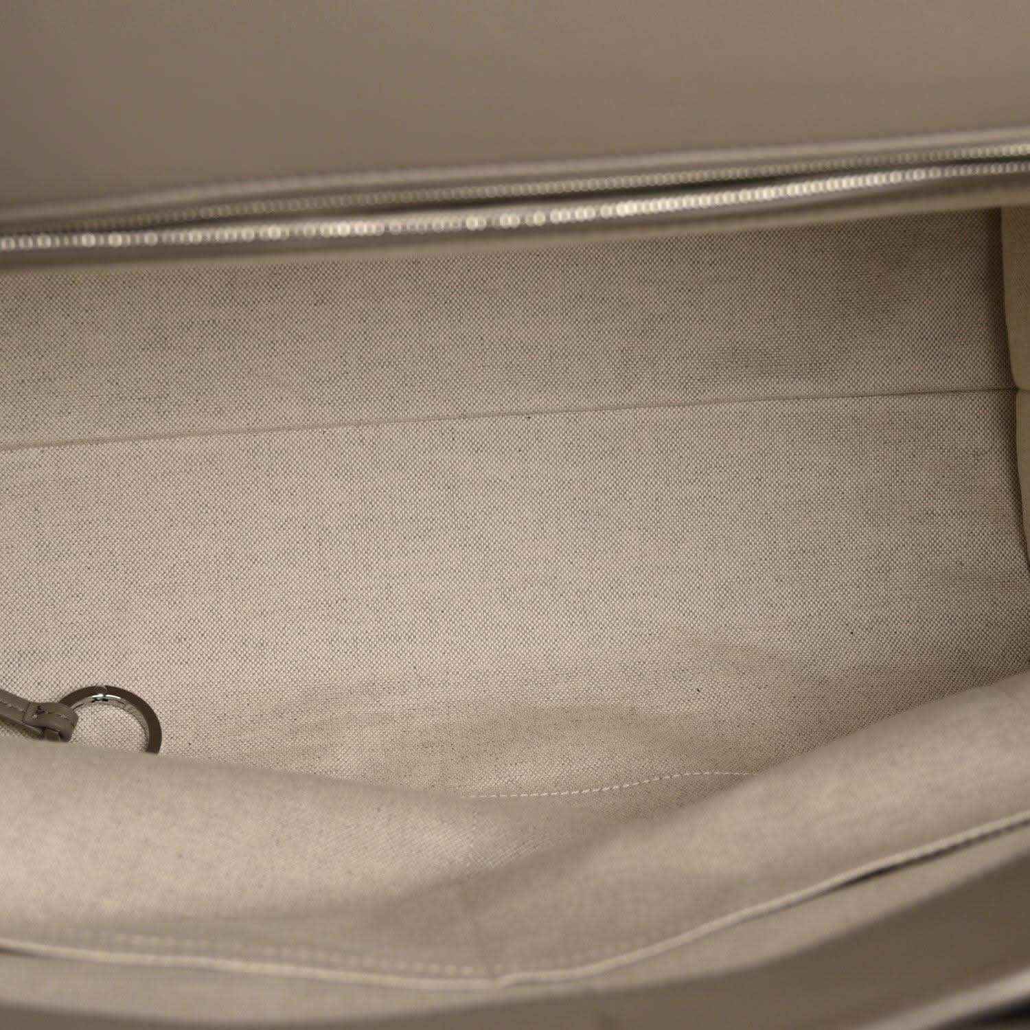 Bottega Veneta tote bag interior lining with zipper pull tab, limestone