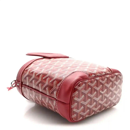 Red mini handbag with Goyardine pattern, rounded shape, top handle