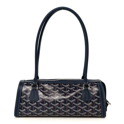 Navy coated canvas Goyardine Bonbonniere bag with top handles and zip closure
