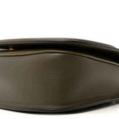 Gucci medium Blondie bag, forest green leather side edge and seam line close-up