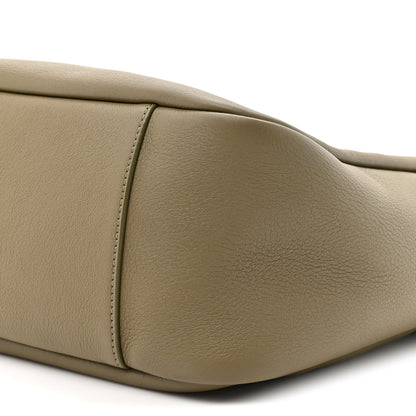 Olive leather hobo bag corner with edge stitching detail