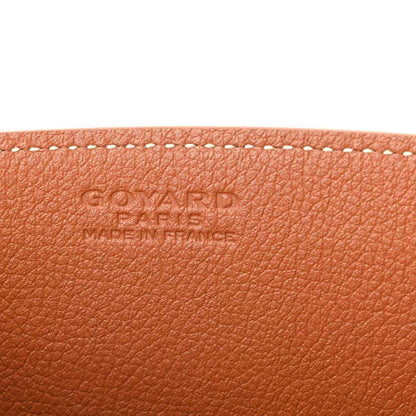 Mini tote bag leather panel with embossed GOYARD PARIS logo, tan-brown