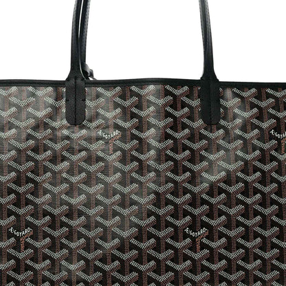 Goyard Saint Louis PM tote bag top close-up of handles on black coated canvas