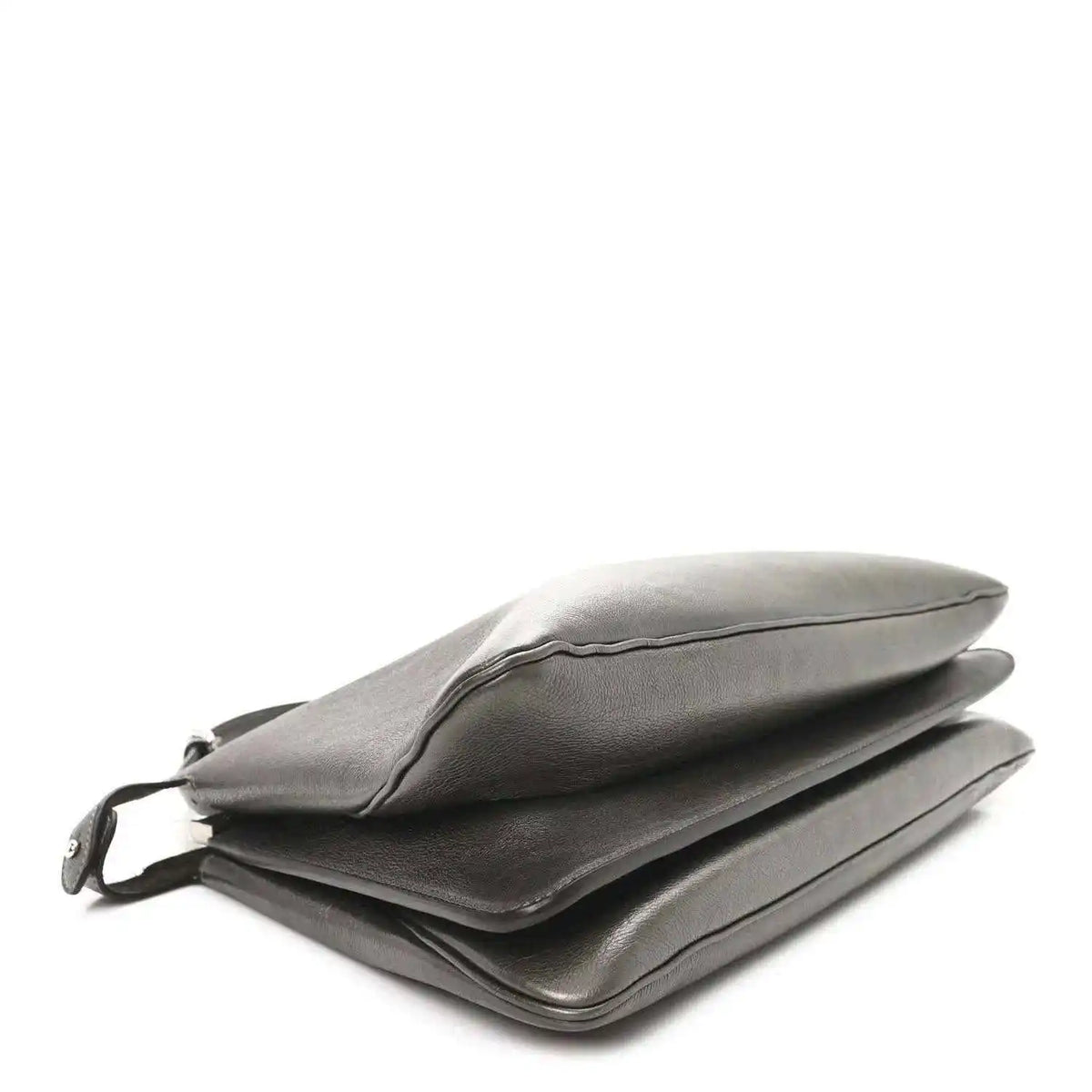 Fendi Peekaboo leather tote in tortora, folded top and front panel close-up