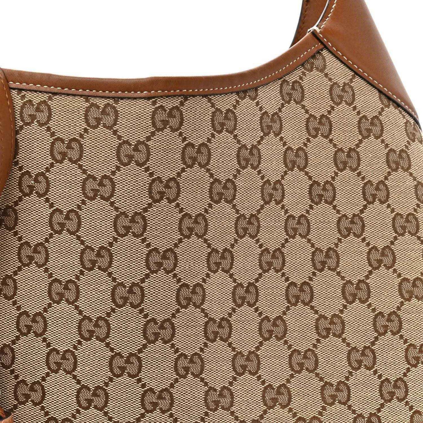 Brown GG monogram canvas panel with leather piping along top edge