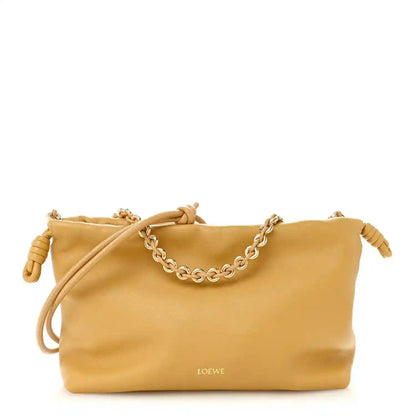 Sahara nappa leather medium clutch with braided cord ties and chain strap