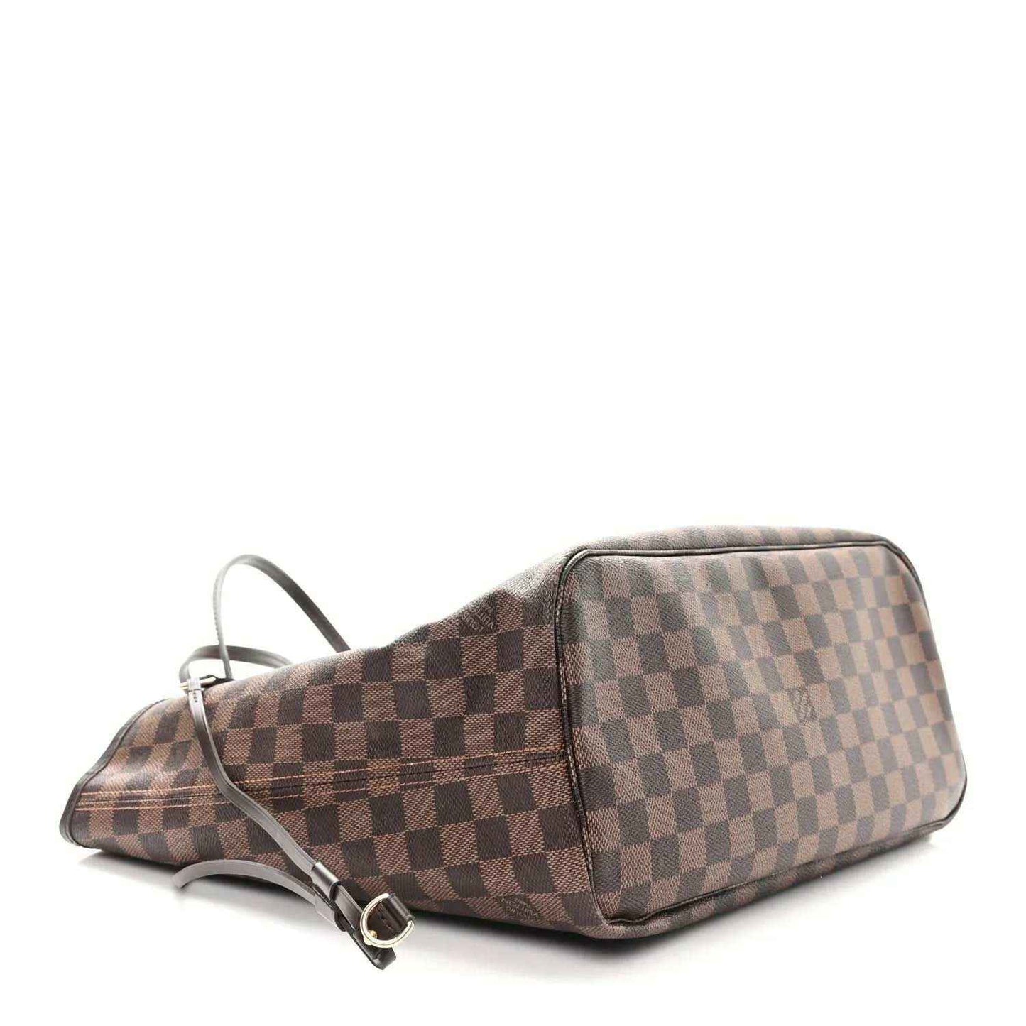 Damier Ebene zip pouch and tote with brown checkered canvas, side view