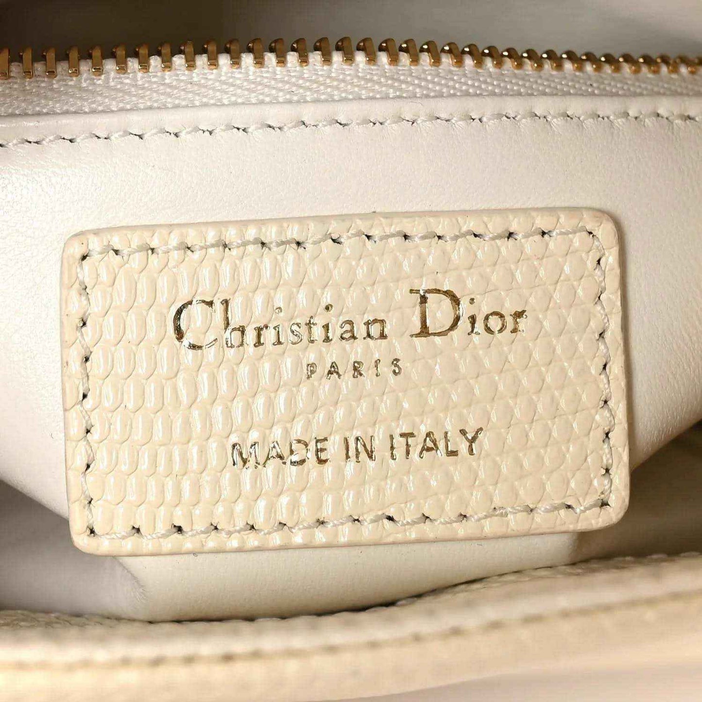 Ivory lizard mini handbag with Christian Dior Paris made in Italy label
