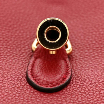 Gucci small red leather hobo bag charm, gold ring with black base detail