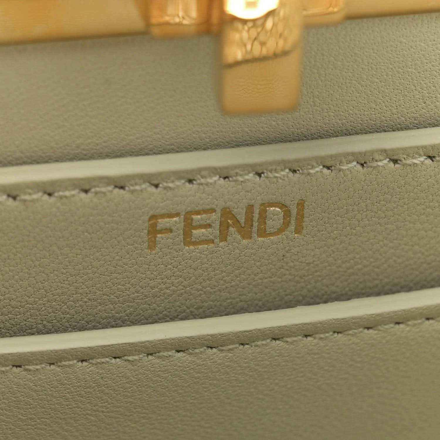 Fendi logo-stamped leather strap lining in light green