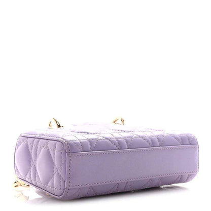 Lilac micro D-Joy bag, quilted sides and gold-tone feet, rear view