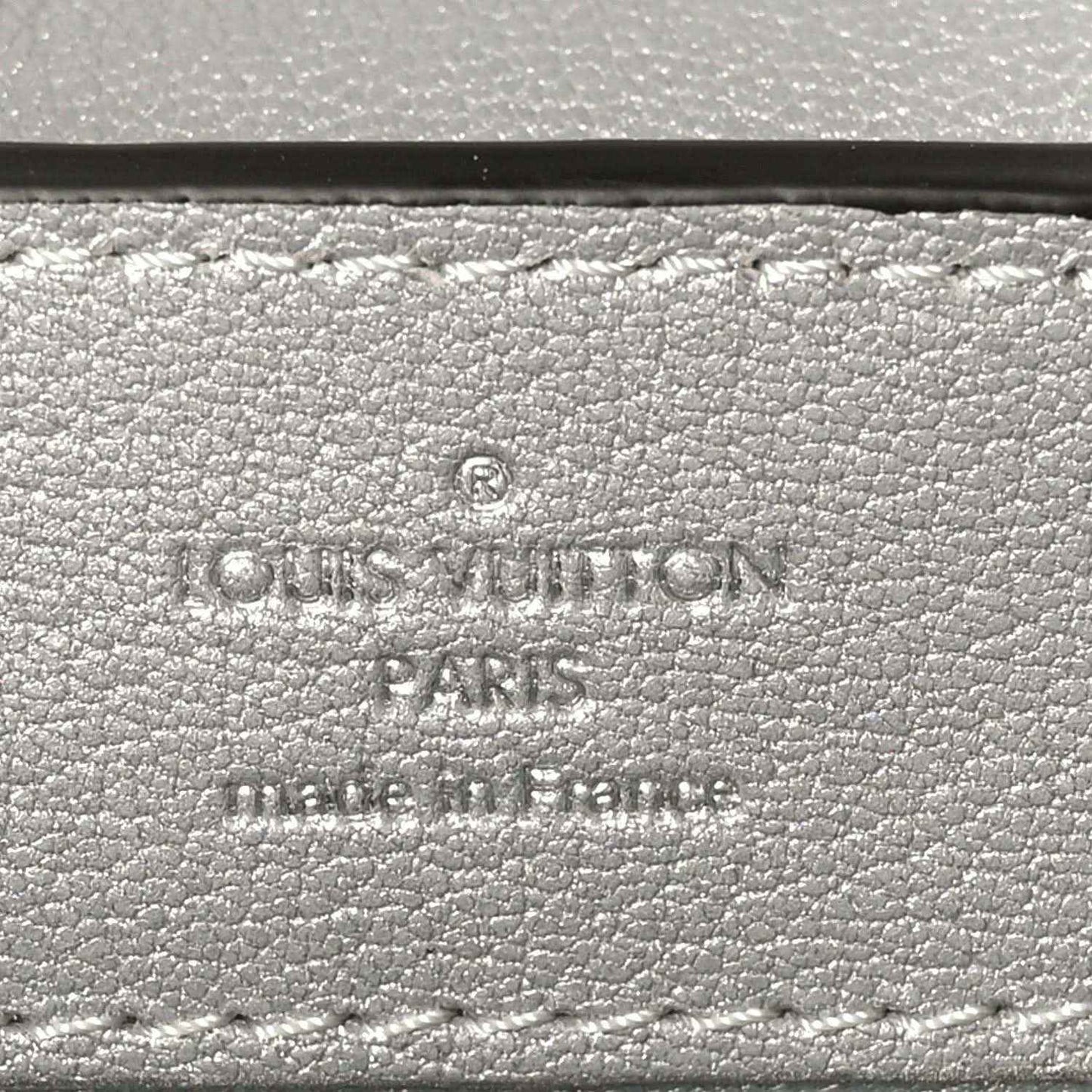 Louis Vuitton stamp on iridescent lizard mini handbag exterior