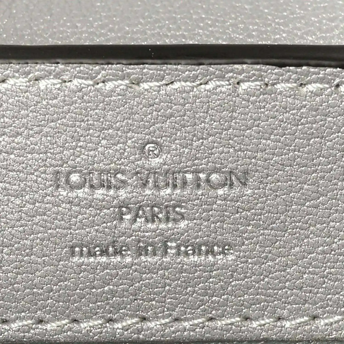 Louis Vuitton stamp on iridescent lizard mini handbag exterior