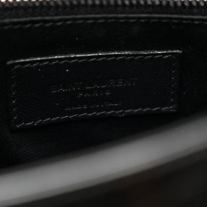 Saint Laurent logo patch inside black medium chain satchel