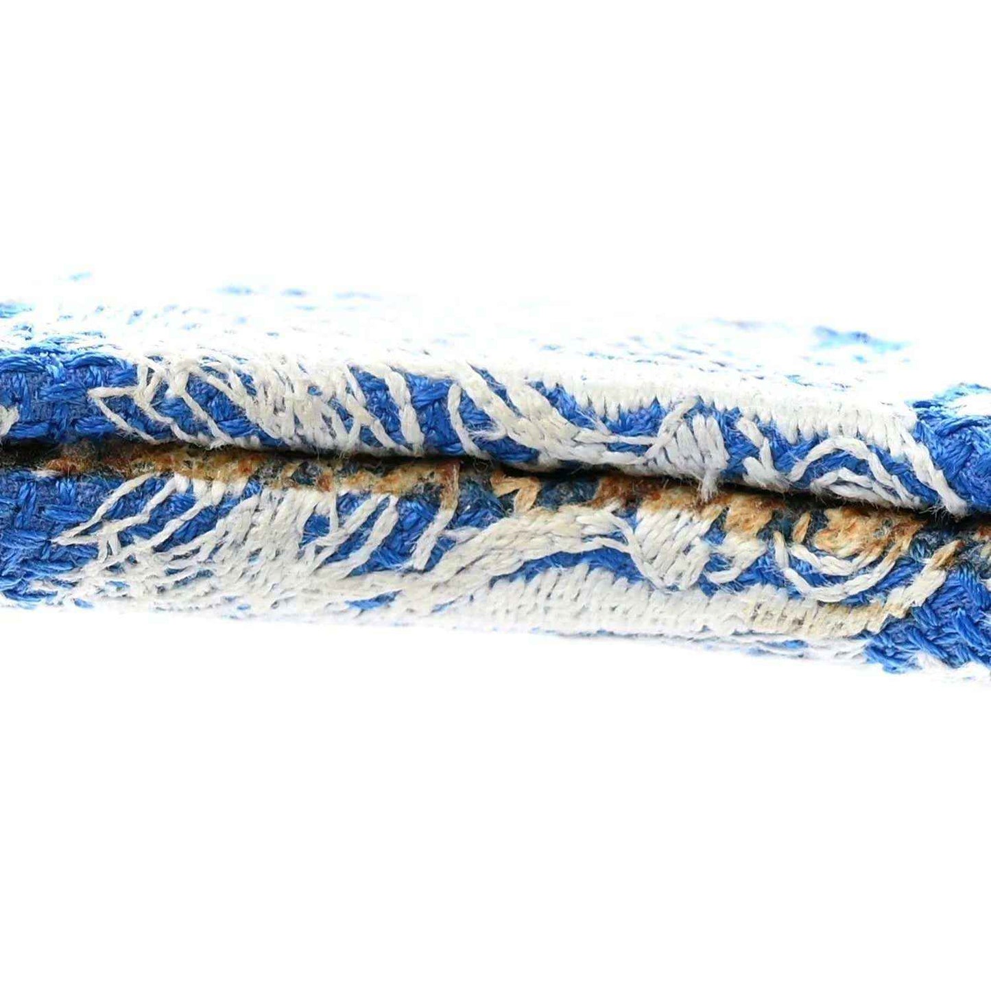 Medium Lady D-Lite bag with blue-and-white woven fabric trim