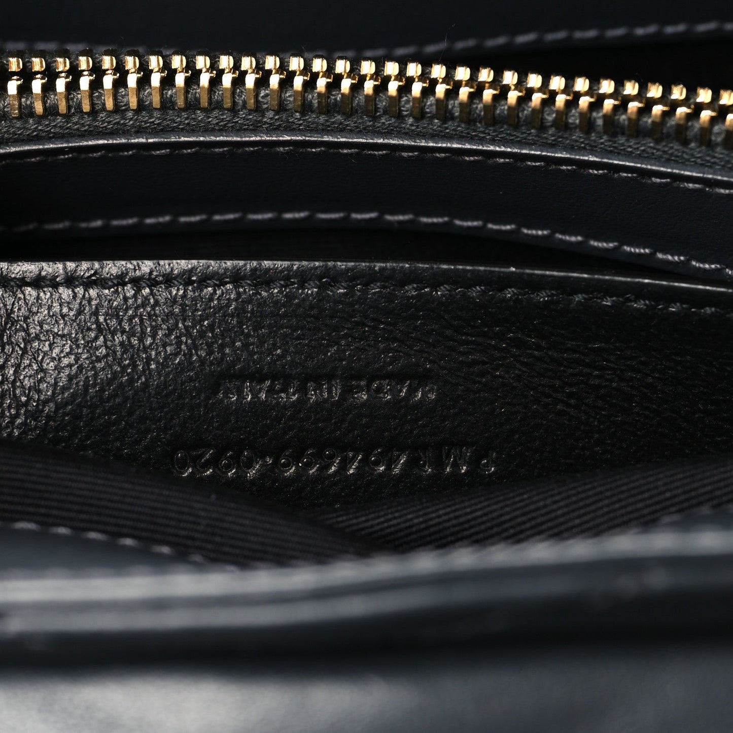 Saint Laurent satchel interior zipper opening with stitched panels, dark blue