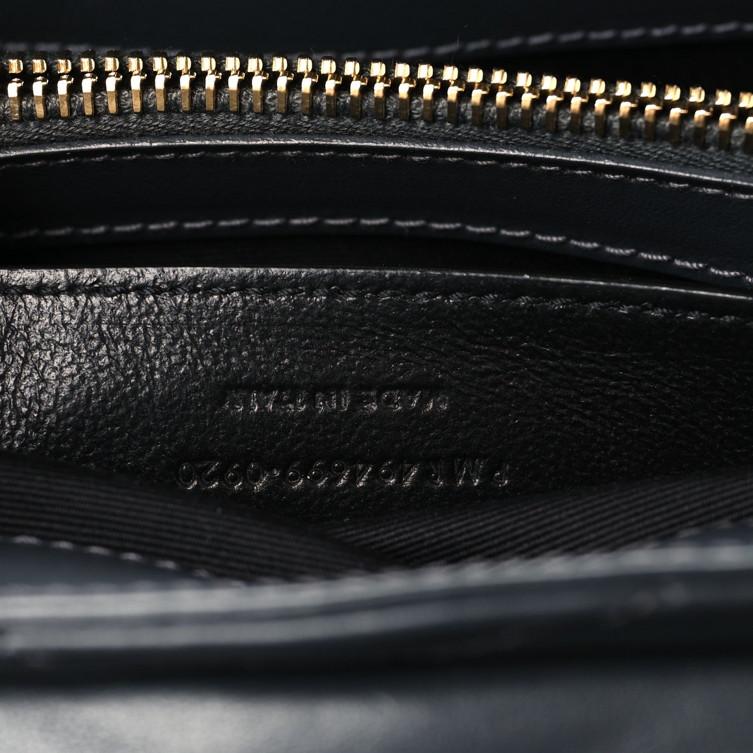 Saint Laurent satchel interior zipper opening with stitched panels, dark blue