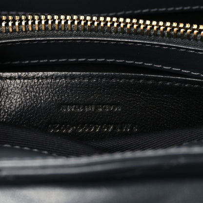 Saint Laurent satchel interior zipper opening with stitched panels, dark blue