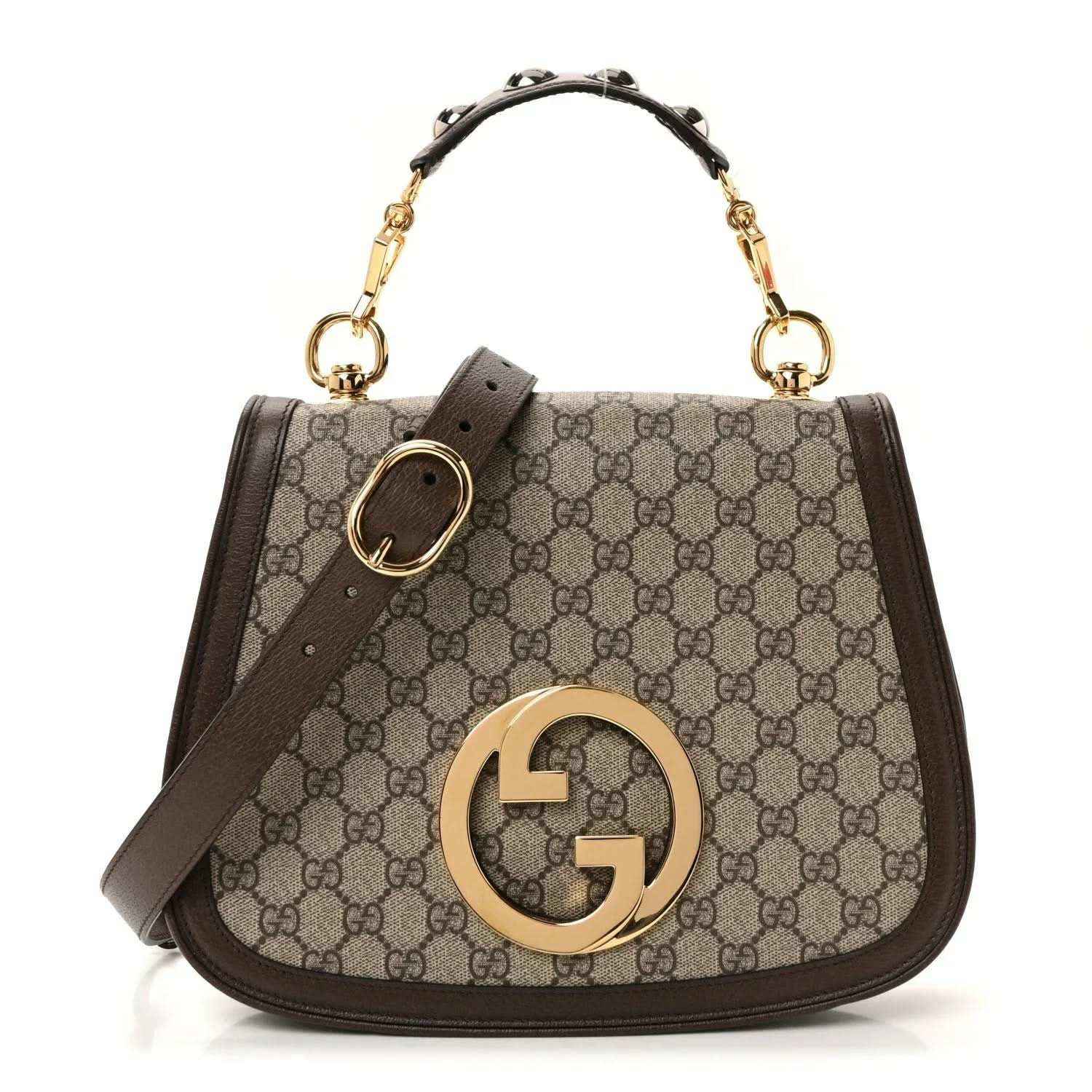 Medium GG Supreme monogram shoulder bag with front clasp and gold-tone hardware