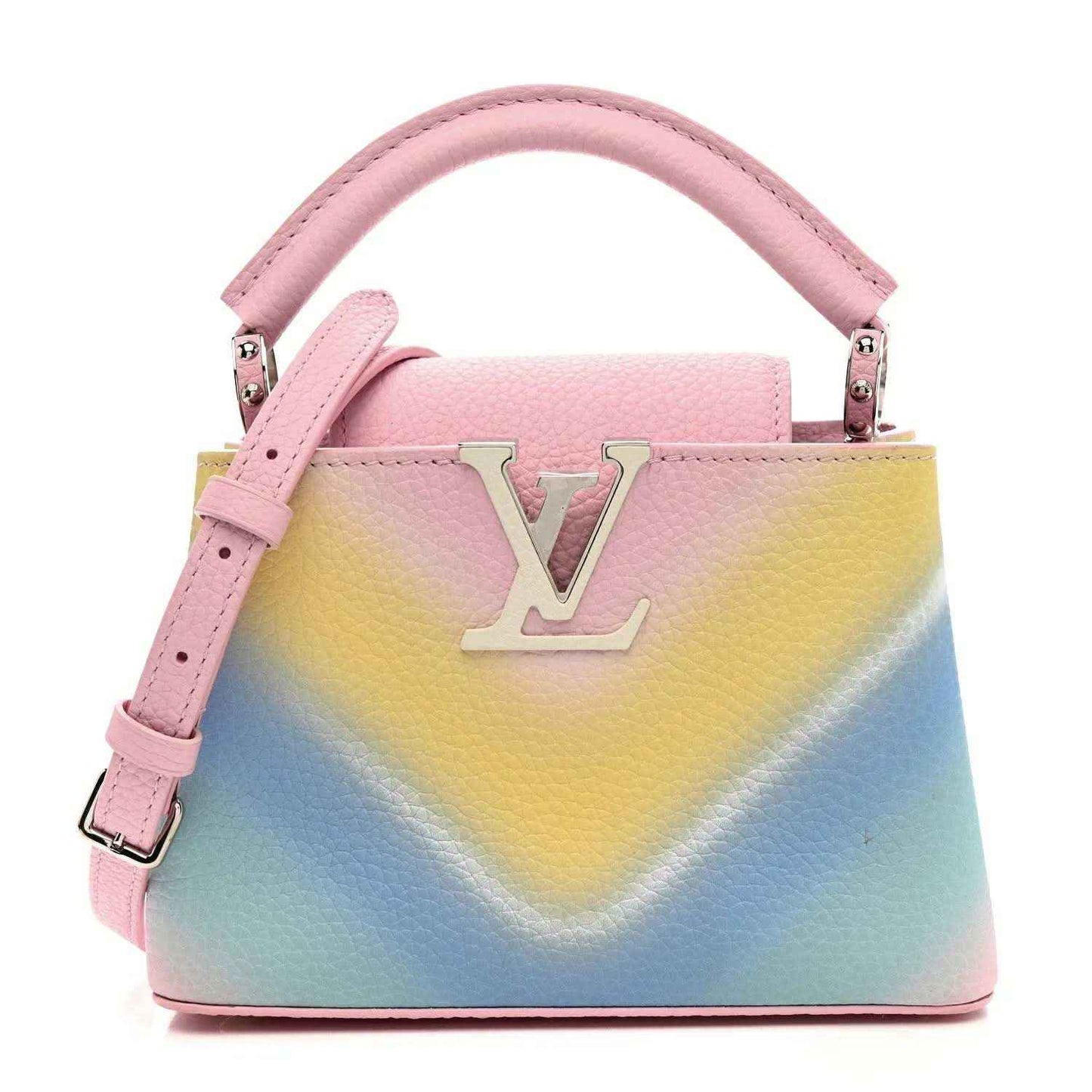 Louis Vuitton Mini Capucines bag in rainbow gradient leather with pink top handle