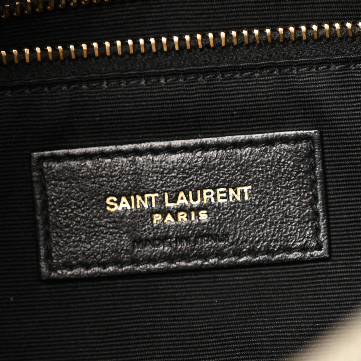 Saint Laurent Paris leather patch inside quilted satchel