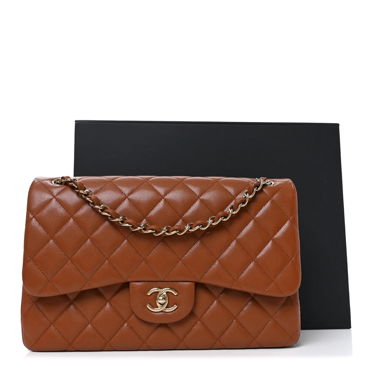 Chanel Jumbo Double Flap brown quilted leather shoulder bag with chain strap and CC clasp