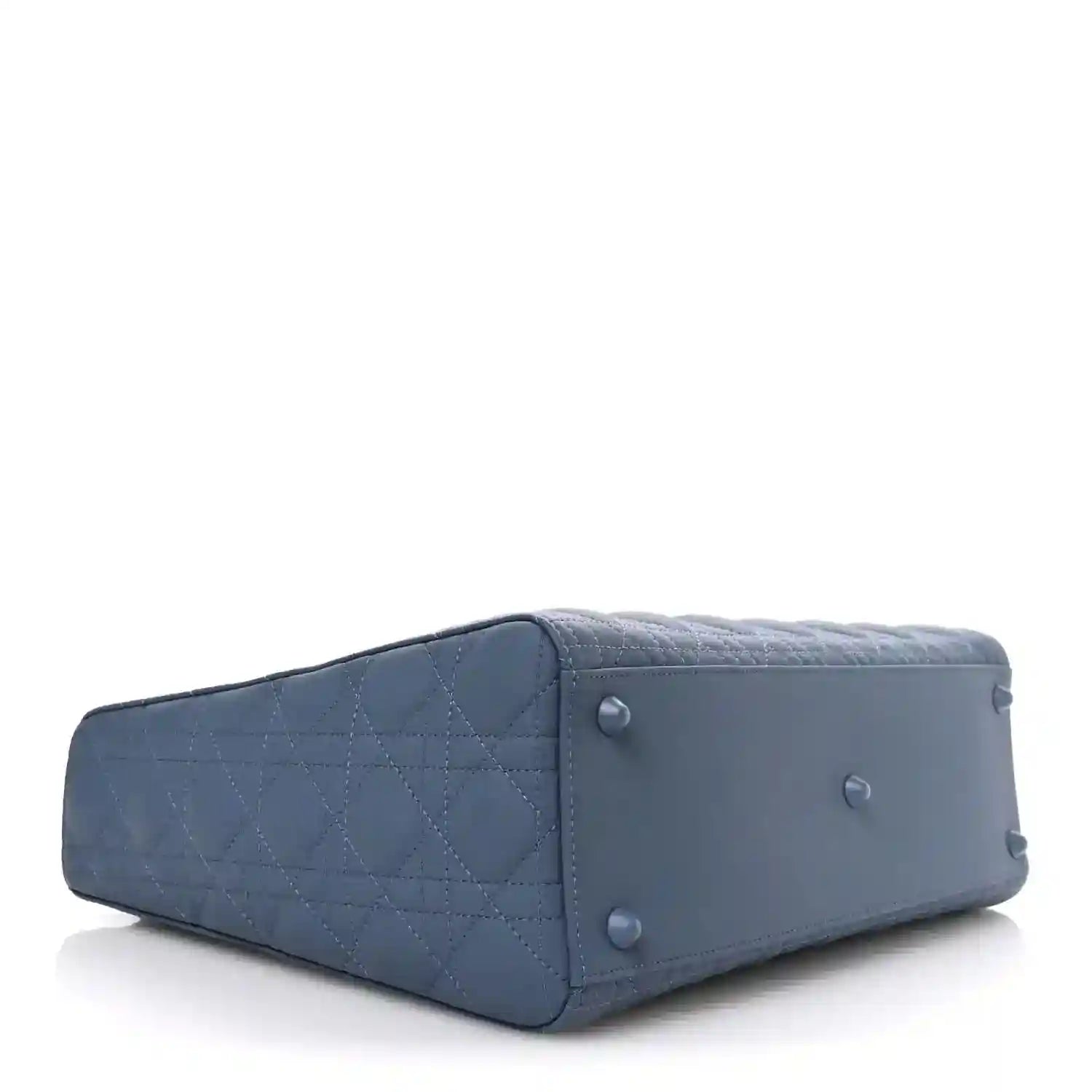 Denim blue quilted Lady Dior bag base with metal feet and side panel