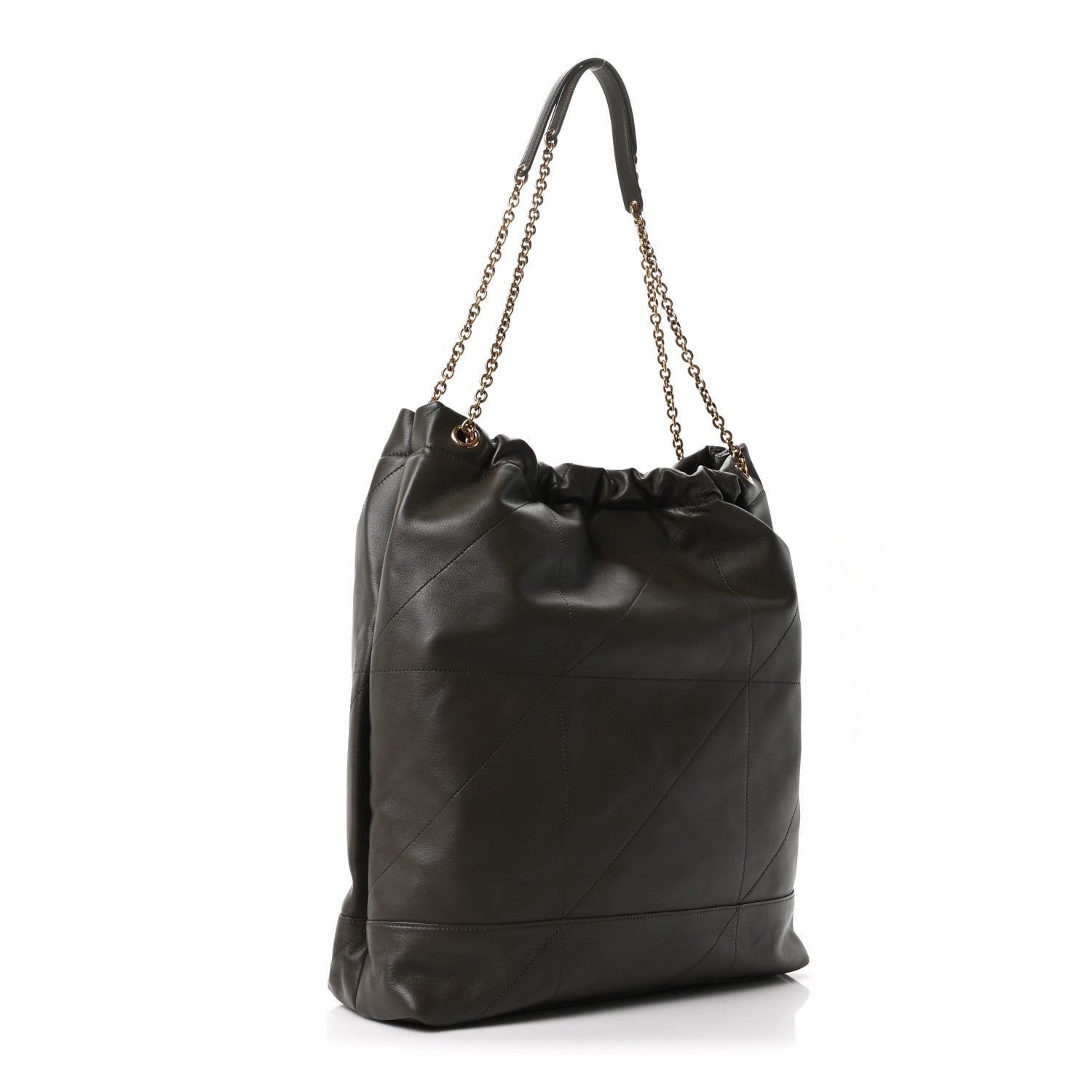 Large quilted leather shoulder bag with chain handles and YSL logo
