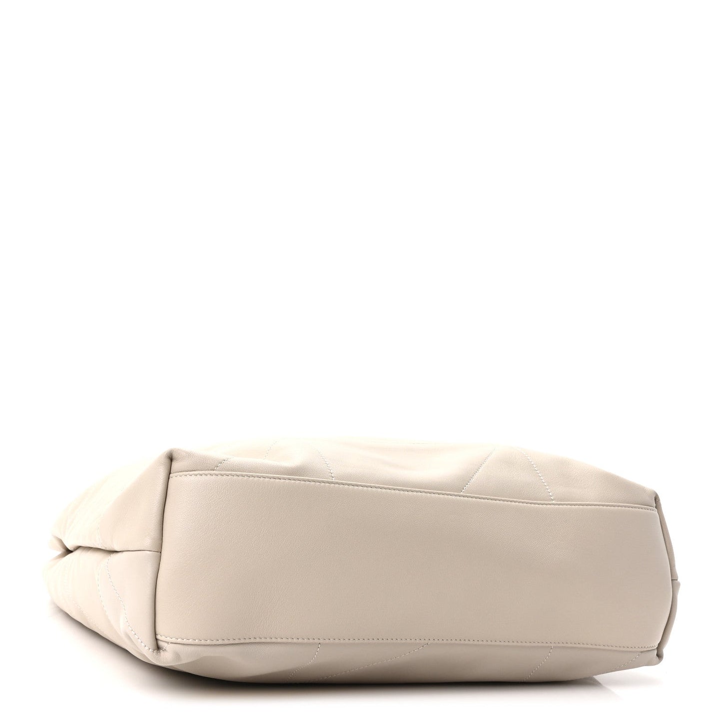 Cream lambskin tote bag base with smooth bottom panel and side seam stitching