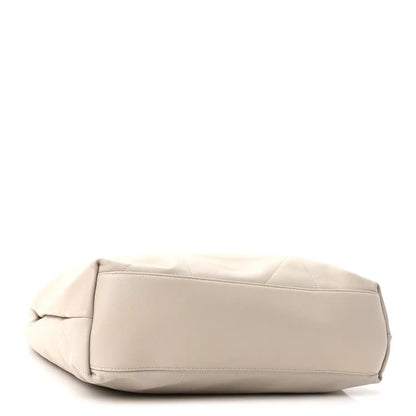 Cream lambskin tote bag base with smooth bottom panel and side seam stitching