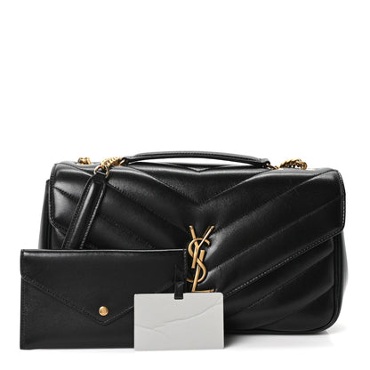 Black quilted medium shoulder bag with YSL clasp and chain strap