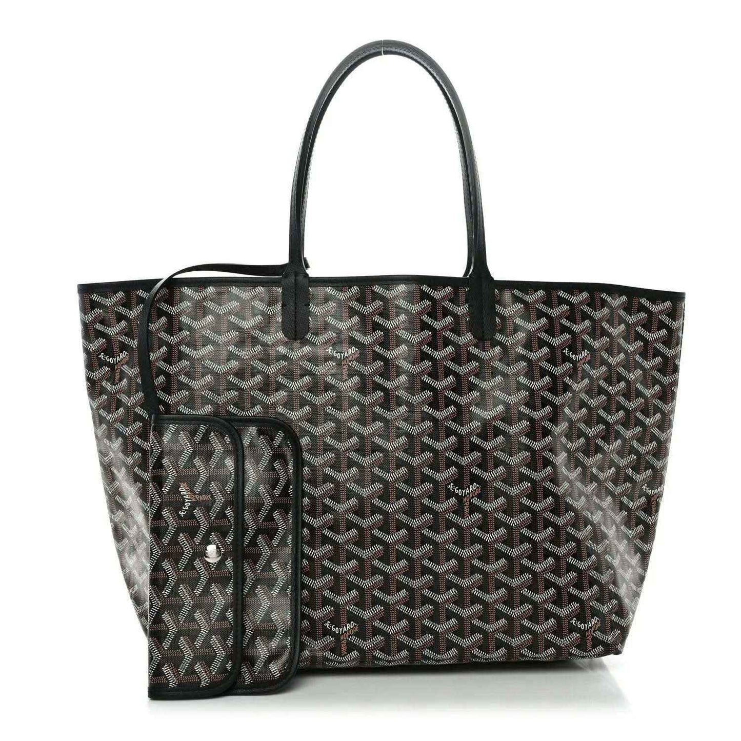 Goyard Saint Louis PM tote bag with front pouch, black coated canvas and top handles